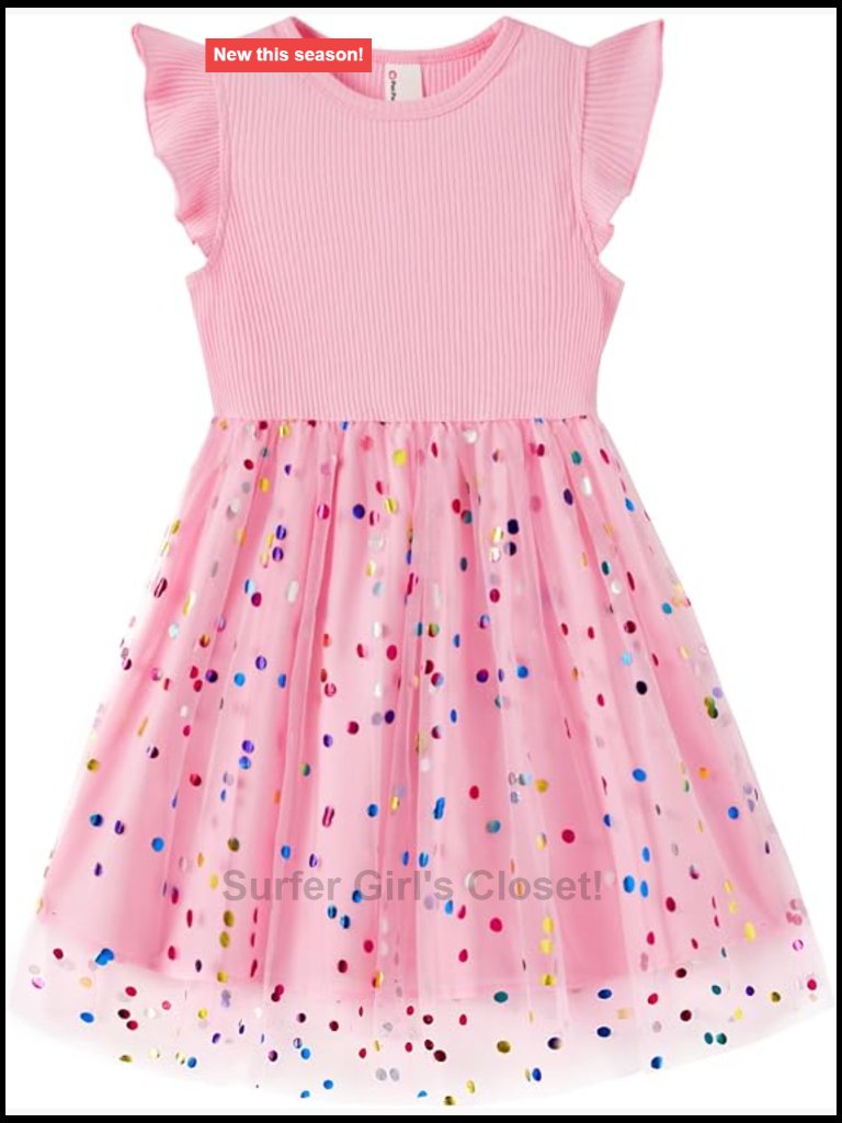 Tulle Tutu Dress Ruffle Sleeve A-Line Party Birthday Flower Princess Dress